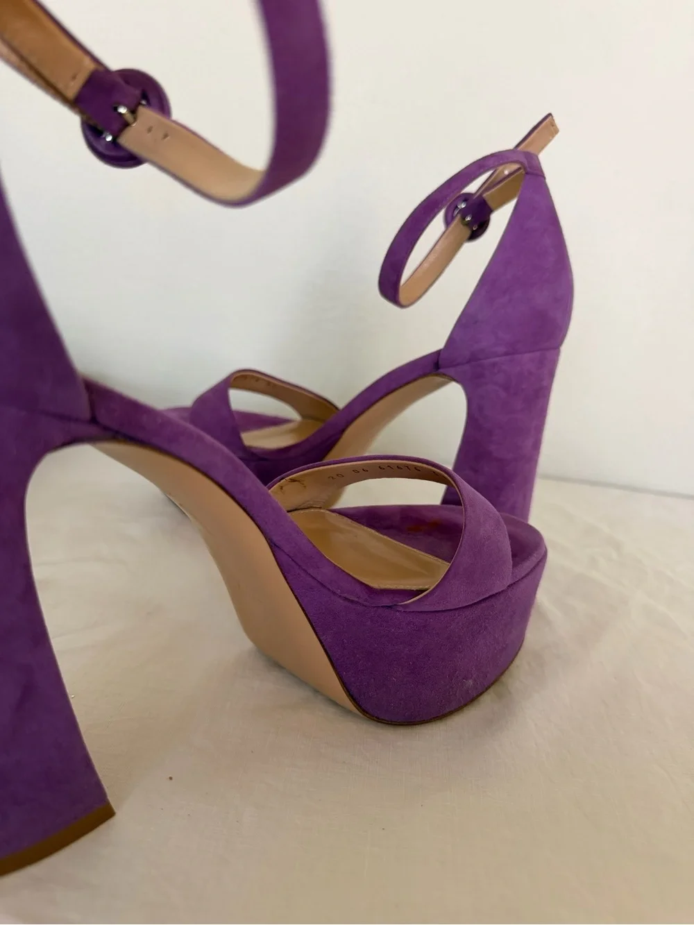 Gianvito Rossi Purple Suede Platform Ankle-Strap Sandals